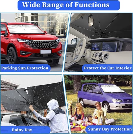 Araba ön cam güneş tentesi, katlanabilir otomotiv şemsiyesi, güneş şemsiyesi, araba ön pencere güneşliği, UV ışınları, ısı yalıtımı koruması, otomobiller, SUV, kamyonlar için
