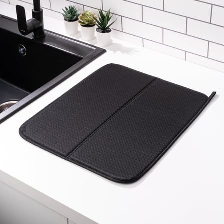 Mutfak Tezgahı için Bulaşık Kurutma Paspasları, Çeşitli Amaçlar İçin Süper Emici Mikrofiber Bulaşık Süzgeci, Şık ve Etkili, Hızlı Kuruyan Bulaşık Matı, 43 cm x 35 cm, Siyah
