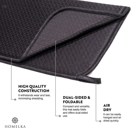 Mutfak Tezgahı için Bulaşık Kurutma Paspasları, Çeşitli Amaçlar İçin Süper Emici Mikrofiber Bulaşık Süzgeci, Şık ve Etkili, Hızlı Kuruyan Bulaşık Matı, 43 cm x 35 cm, Siyah