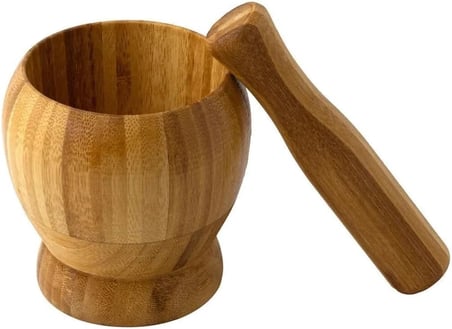 Doğal Bambu Ahşap Sarımsak Ezme Havanı, Orta Boy, Ahşap, Gıda Teması Güvenli