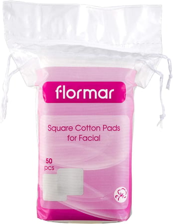 Flormar Makyaj Temizleyici Yüz Pedi - Square Cotton Pads For Facial 50 Adet 8690604175048
