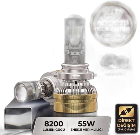 H7 Lazer Mercekli Far Ampulü Ufuk Çizgili Otomobil Araç Motosiklet Uyumlu Profesyonel Mini Projektör LED Beyaz Led Xenon Lamba 8200LM Şimşek Etkili Uzun Kısa 2 Adet 12/36v 55W