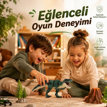 VARDEM 32 cm Ağzı Oynayan Dinozor Oyuncak, Hareketli Ağızlı Dinozor Figürü, Çocuklar İçin Gerçekçi Görünümlü Hayvan Figür Oyuncağı TQ680-23