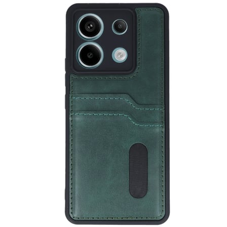 Xiaomi Redmi Note 13 Pro 4G Kılıf Sara Kartvizitli Deri Kılıf - Koyu Yeşil