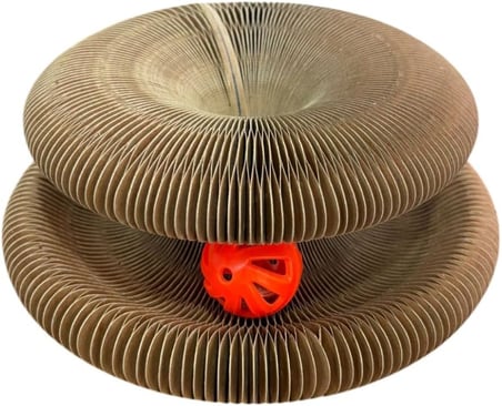 Rotipet Akordiyon Karton Kedi Oyuncağı, Eğlenceli Yaylı Tasarım, İçinde Çıngıraklı Top ve Kedi Naneli, Kedi Aktivite Oyuncağı