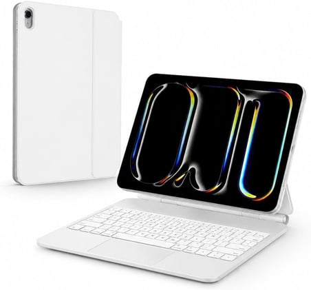 Fogy Apple Ipad 11 A16 11.Nesil/10.nesil 2022/2025 için Uyumlu X8 Magic Touchpad Işıklı Türkçe Q Klavyeli Kılıf A3355 A3354 (Beyaz)