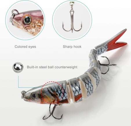 8 Eklemli 3D Oynak Rapala 13.5gr Sahte Balık Yem Wobblers Swimbait Tuzlu ve Tatlı Su