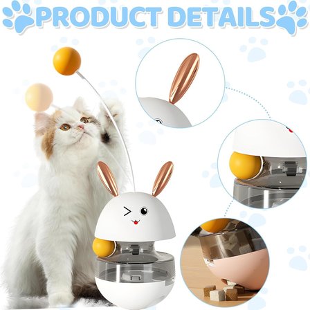 Mama Hazneli Hacıyatmaz Mama Oyuncağı – Kedi &amp; Küçük Köpekler için Zeka Geliştirici Mama Dağıtıcı – İnteraktif Eğitim ve Aktivite Oyuncağı, Dayanıklı ABS Plastik (Krem)