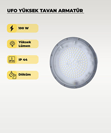 Yüksek Tavan Ufo Armatür 100W - 4000K Gün Işığı