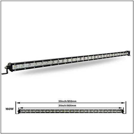 90W 80cm Düz Tek Sıra Üniversal Delici Sis Lambası Led Bar
