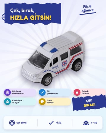 1:50 Çek Bırak Metal Arabalar R1018-4