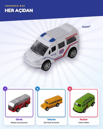1:50 Çek Bırak Metal Arabalar R1018-4