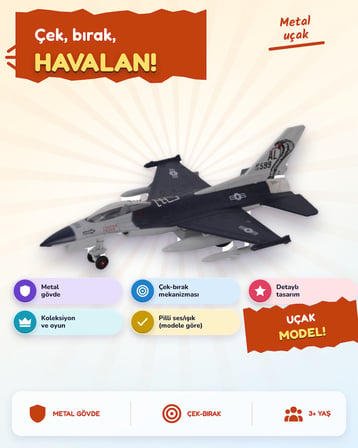 Sesli Metal Çek Bırak Uçak HW777-16