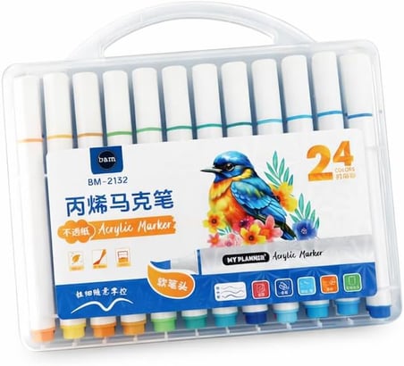 24 Renk Akrilik Marker Kalem Seti