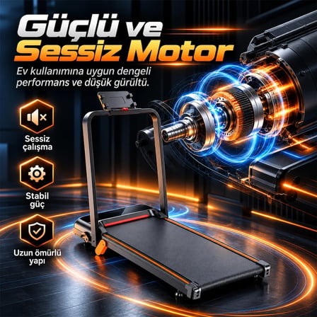 Güçlü Katlanabilir Koşu Bandı Ev Tipi Yürüyüş Fitshow App Bluetoothlu Uzaktan Kumanda Sessiz Motor