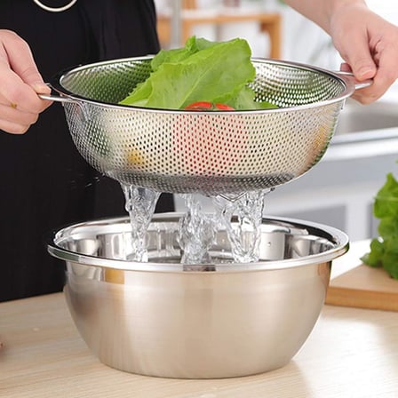 Paslanmaz Çelik 26cm Çift Kulplu Sepet Süzgeç, Salata, Meyve, Makarna Süzgeci - Paslanmaz Çelik Çift Kulplu 26cm Sepet Süzgeç