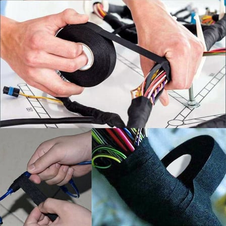 10 Metre Bez Bant – Tüylü Yüzeyli Yapışkan Kablo Bandı, Elektrik ve Ses Tesisatı İçin, Esnek ve Yalıtkan Kumaş Bant, Tezgah ve Otomotiv Kablolama İçin Uygun