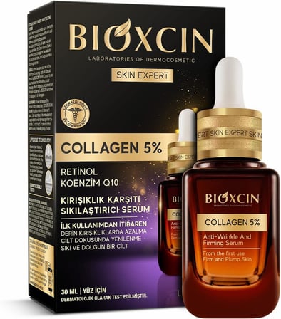 Collagen Serum 5% – Kırışıklık Karşıtı ve Sıkılaştırıcı Yüz Serumu – Retinol, Koenzim Q10 ve Lipozom Teknolojili – 30 ml