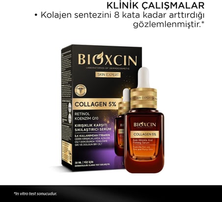 Collagen Serum 5% – Kırışıklık Karşıtı ve Sıkılaştırıcı Yüz Serumu – Retinol, Koenzim Q10 ve Lipozom Teknolojili – 30 ml