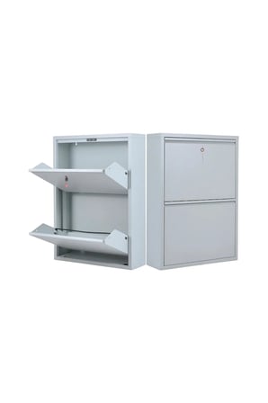 Kilitli Metal Ayakkabılık Dolabı 2 Kapaklı Duvara Monte Ergonomik Tasarım 69x50x15 cm 0.7 mm DKP Sac Ve Montaj Vidaları