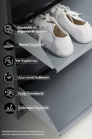 Kilitli Metal Ayakkabılık Dolabı 2 Kapaklı Duvara Monte Ergonomik Tasarım 69x50x15 cm 0.7 mm DKP Sac Ve Montaj Vidaları