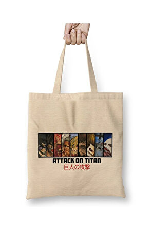 Attack On Titan Bez Çanta Uzun Saplı Alışveriş Çantası Plaj Çantası