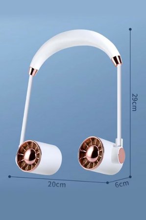 Taşınabilir Usb Şarjlı 3 Kademeli Ergonomik Boyun Fanı Vantilatör Soğutucu ZB135 Beyaz