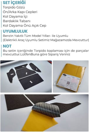 Peugeot 408 Konfor Seti̇ Eşya Saklama Cepleri İçin Hazır Kumaş Kaplama Ses Giderici İzolasyon Amaçlı Set