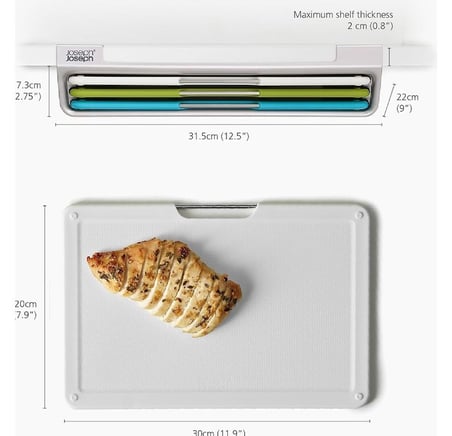 Joseph Joseph Folio Slim 3 Parçalı Raf Altı Doğrama Tahtası Seti, Çok Renkli