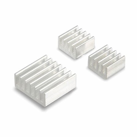 3 Adet Aluminyum Metal Soğutucu Blok Raspberry Pi Termal Etiket Gümüş Renk Radyatör Amfi Led Entegre Vga Ram Memory Cpu Gpu Transistör Peltier Isı Düşürücü