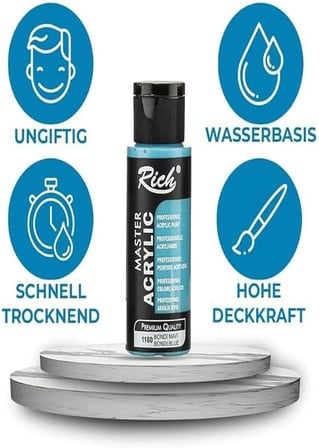 Rich Mastermix Akrilik Boya 12 Renk 60 ml 1 Paket Pastel Renkler Akrilik Boya 12 li Profesyonel Tuval Canvas Boyası