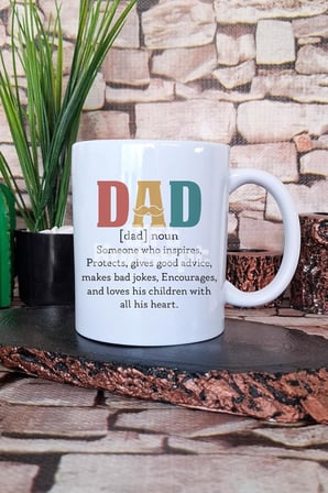 Dad Noun 3 Baskılı Babaya Özel Tanım Babalar Günü Hediyelik Baskılı Çay Kahve Sunum Kupa Bardak, QBM5388
