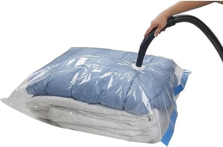 Beyyine Home Yüksek Kaliteli Vakumlu Poşet(M)(2 ADET) 55 cm x 90 cm - Çevirmeli &amp; Mavi Kapak - Vakumlu Hurç