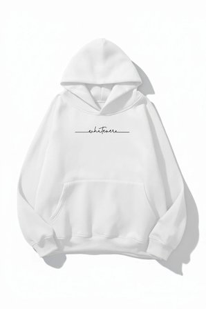 Unisex Yumuşak Dokulu Whatever Baskılı Tasarım Oversize 3 İplik Hoodie Sweatshirt