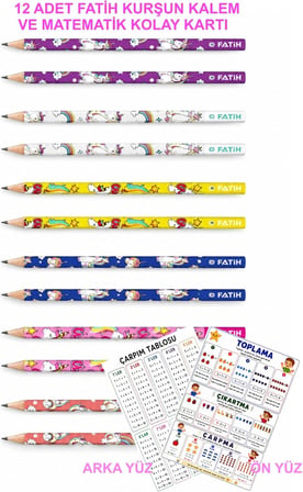Fatih Kurşun Kalem, 12'li Paket (EMOJİ)