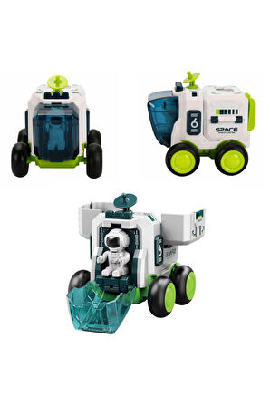 Uzay Seti Astronotlu Uzay Arabası Uzay Roketi Uzay Mekiği 3 lü Uzay İstasyonu Oyuncak Seti 11 Cm