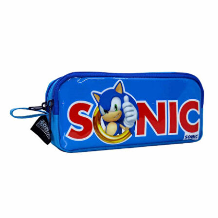 Sonic Desenli Kalem Kutu, Çift Bölmeli Kalem Kutu, Kalemlik, Kalem Kutu, Sonik, Sonic