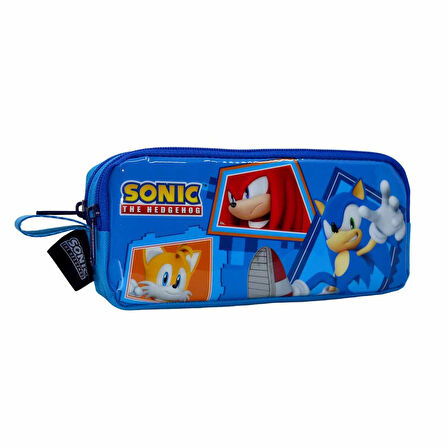 Sonic Desenli Kalem Kutu, Çift Bölmeli Kalem Kutu, Kalemlik, Kalem Kutu, Sonik, Sonic