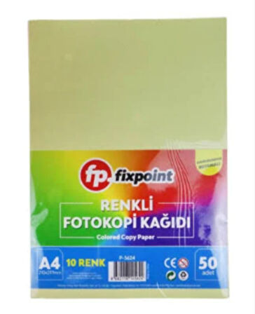 50 Adet Renkli A4 Fotokopi Kağıdı 10 Renk