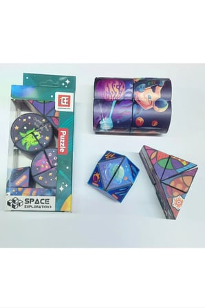 3'lü Gizemli Sihirli Küpler Yapboz Uzay Temalı Magic Cube