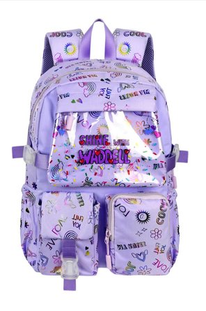 Kawaii Kore Tarzı Fitilli Kumaş Desenli Sırt Çantası, Beslenme Çantası ve Kalemlik Üçlü Seti