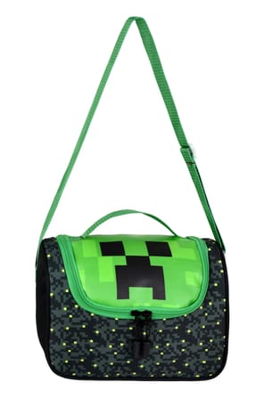 Deri Baskılı Minecraft Creeper Desenli Erkek Termal Beslenme Çantası