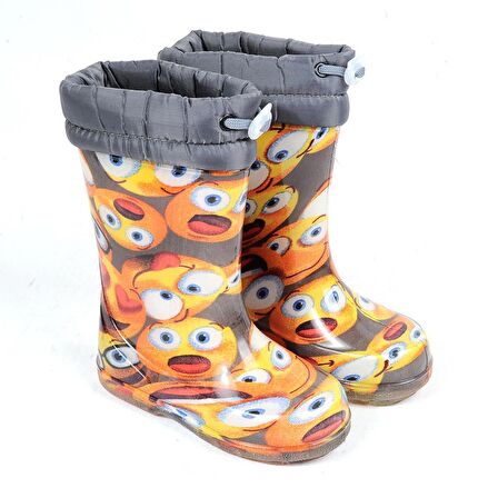 Ayakcenter 21-14 Srb Gri Emoji Kürklü Erkek Çocuk Çizme