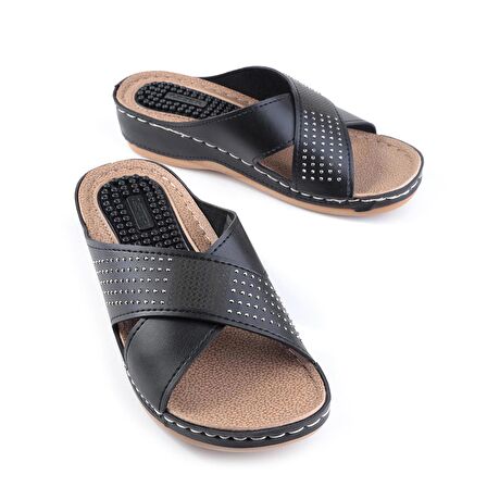 Gezer 11259 Siyah Kadın Günlük Düz Terlik