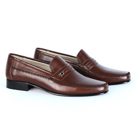 Tek Yıldız 02 Kahve Kösele %100 Deri Erkek Klasik Ayakkabı