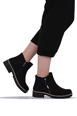 Mp 242-2337Zn Siyah Kadın Kışlık Düz Bot Ayakkabı