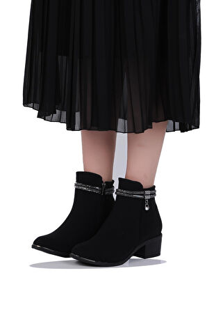 Mp 242-2226Zn Siyah Kadın 6Cm Topuklu Bot