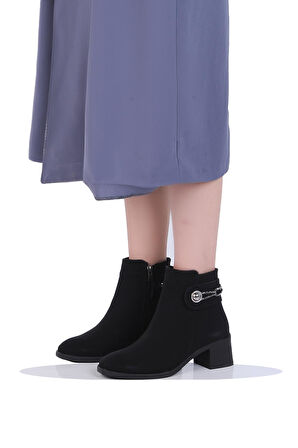 Mp 242-228Zn Siyah Kadın 6Cm Topuklu Bot