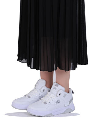 Mp 242-2063Zn Beyaz Kadın Uzun Basket Spor Ayakkabı
