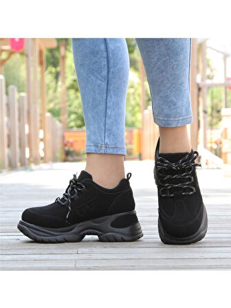 Mp 251-305Zn Siyah Kalın Taban Kadın Sneaker Spor Ayakkabı